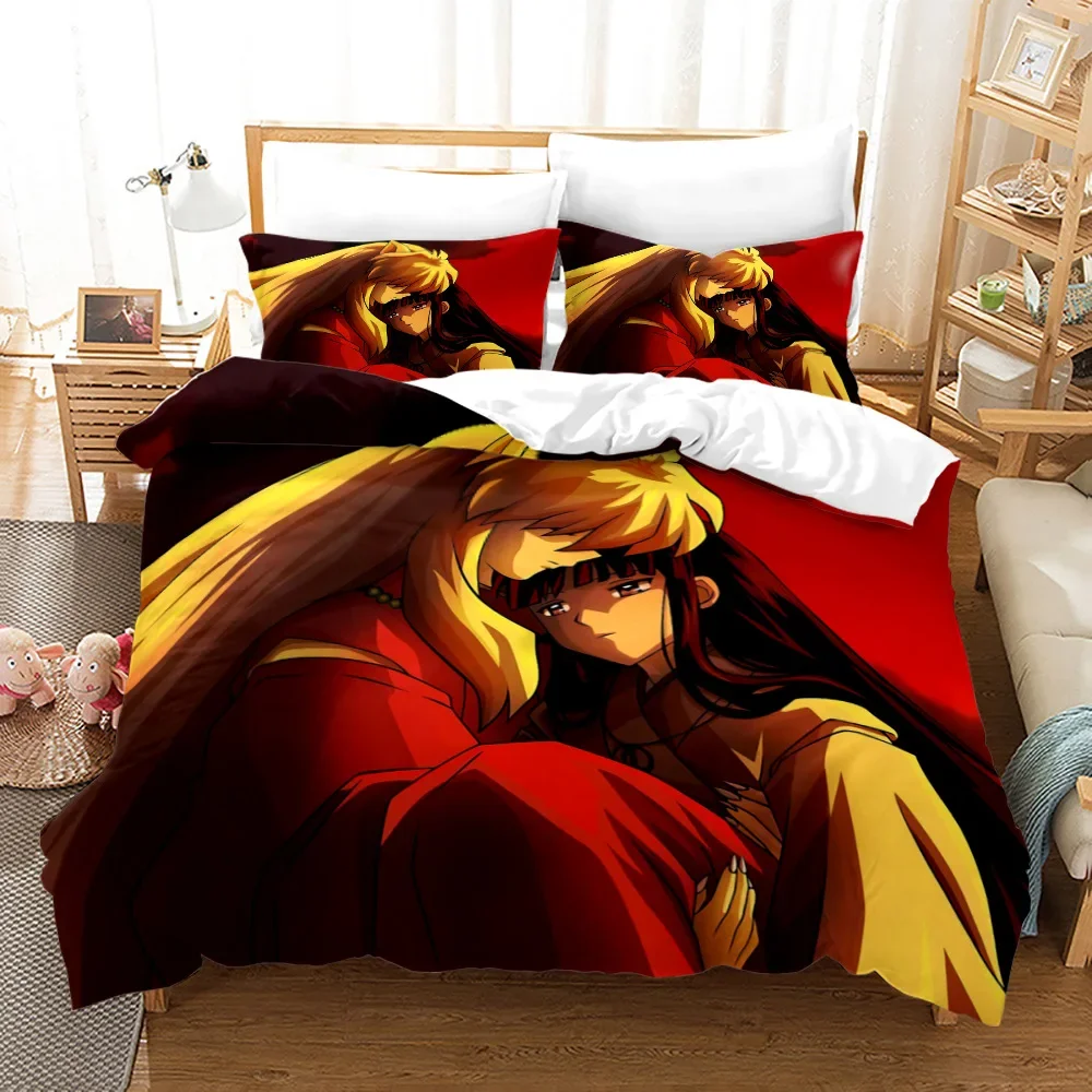 3D Anime Inuyasha Printed Duvet Cover Set Twin Full Queen King Size Bedding Set Soft Comforter Cover and Pillowcase Bedclothes