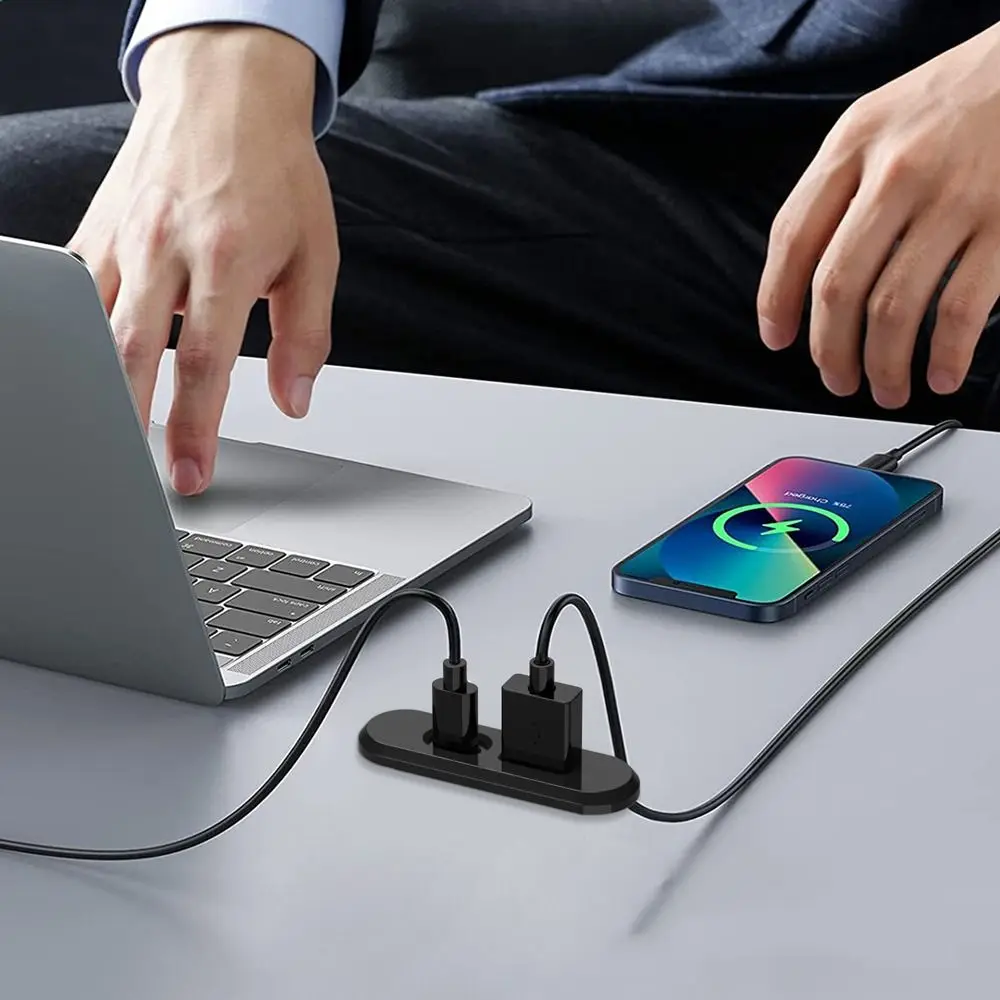 Embedded Table USB Power Socket USB TYPE-C Charger 1.2M Cord Desktop Charge Adapter 5V2A Mini Desktop Power Strip Office