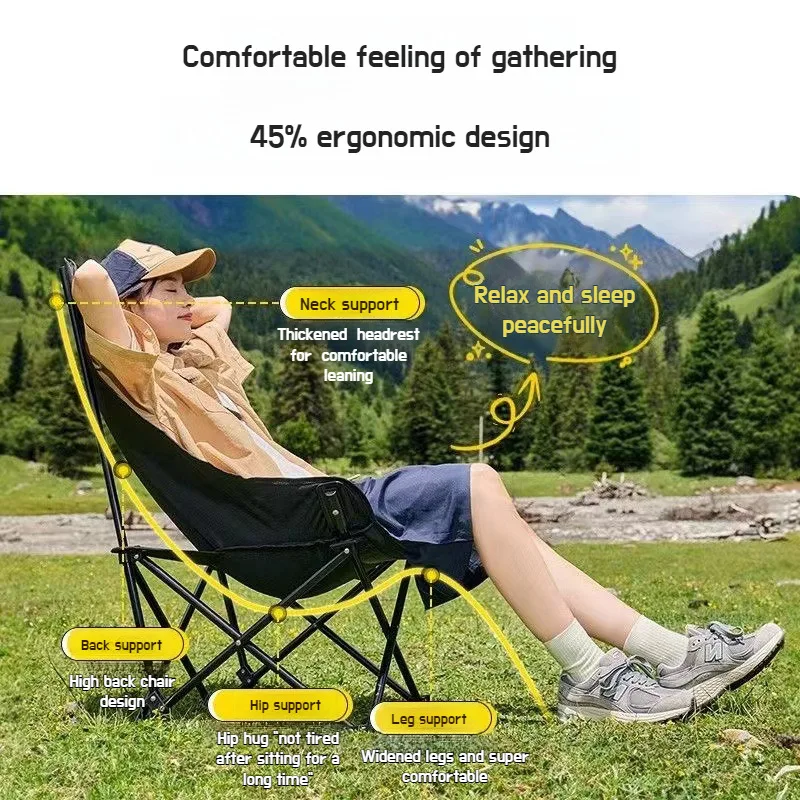 Multifunctional outdoor fishing chair Folding Camping Chair Beach Chair Durable Portable Folded Folding Chair Outdoor Moon Chair