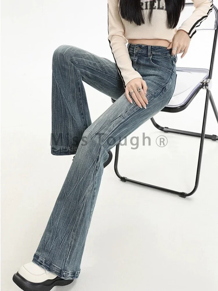 Blue Jeans Vintage Korean Baggy Cowboy Pants Women 90s Harajuku Y2k Wide Denim Trouser Aesthetic 2000s Retro Casual Clothes New