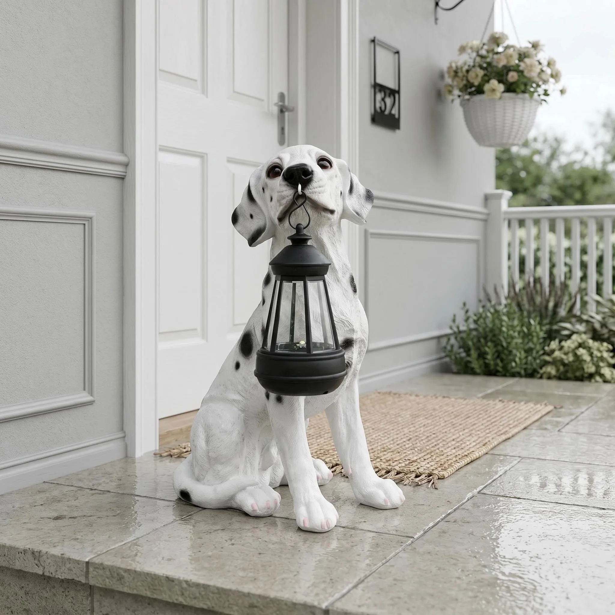 Realistic Dalmatian Statue, Solar-Powered Dalmatian Statue Light, Outdoor Decorative Light for Gardens, Yards, and Lawns