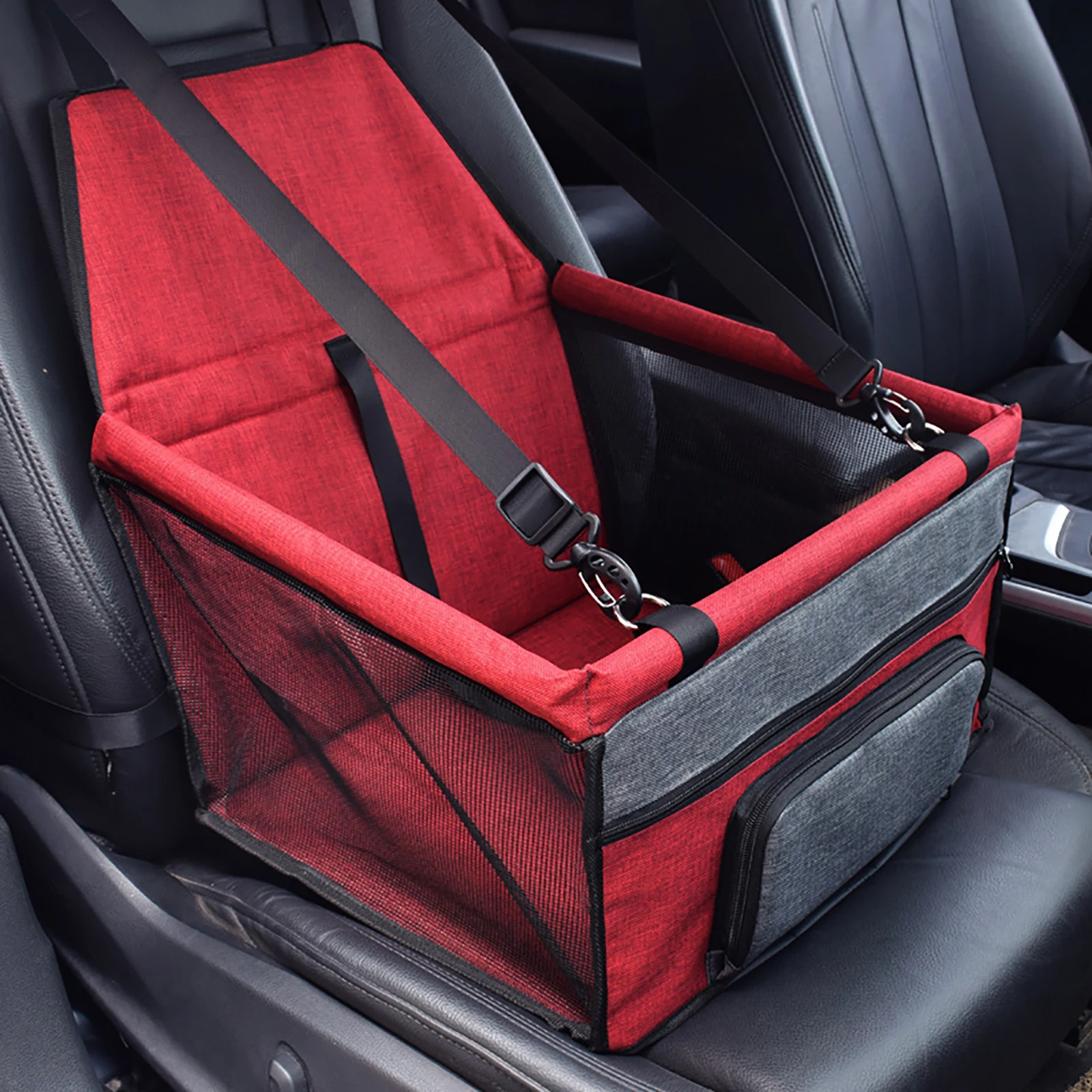 

Pet for Dogs Pet Seat Cats 900D Fabric Seat Red Color Adjustable Straps Vehicle Travel Supplies
