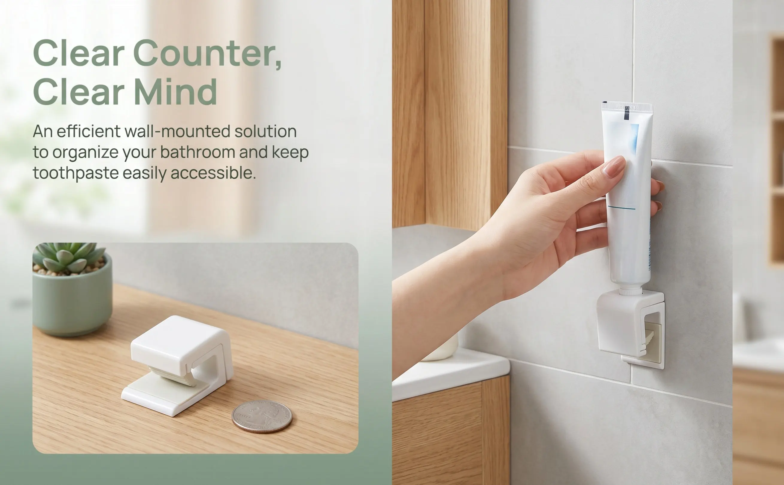 3pcs Wall-Mount Toothpaste Holder Clip – Compact, Strong Adhesive, Space-Saving & Reliable Storage