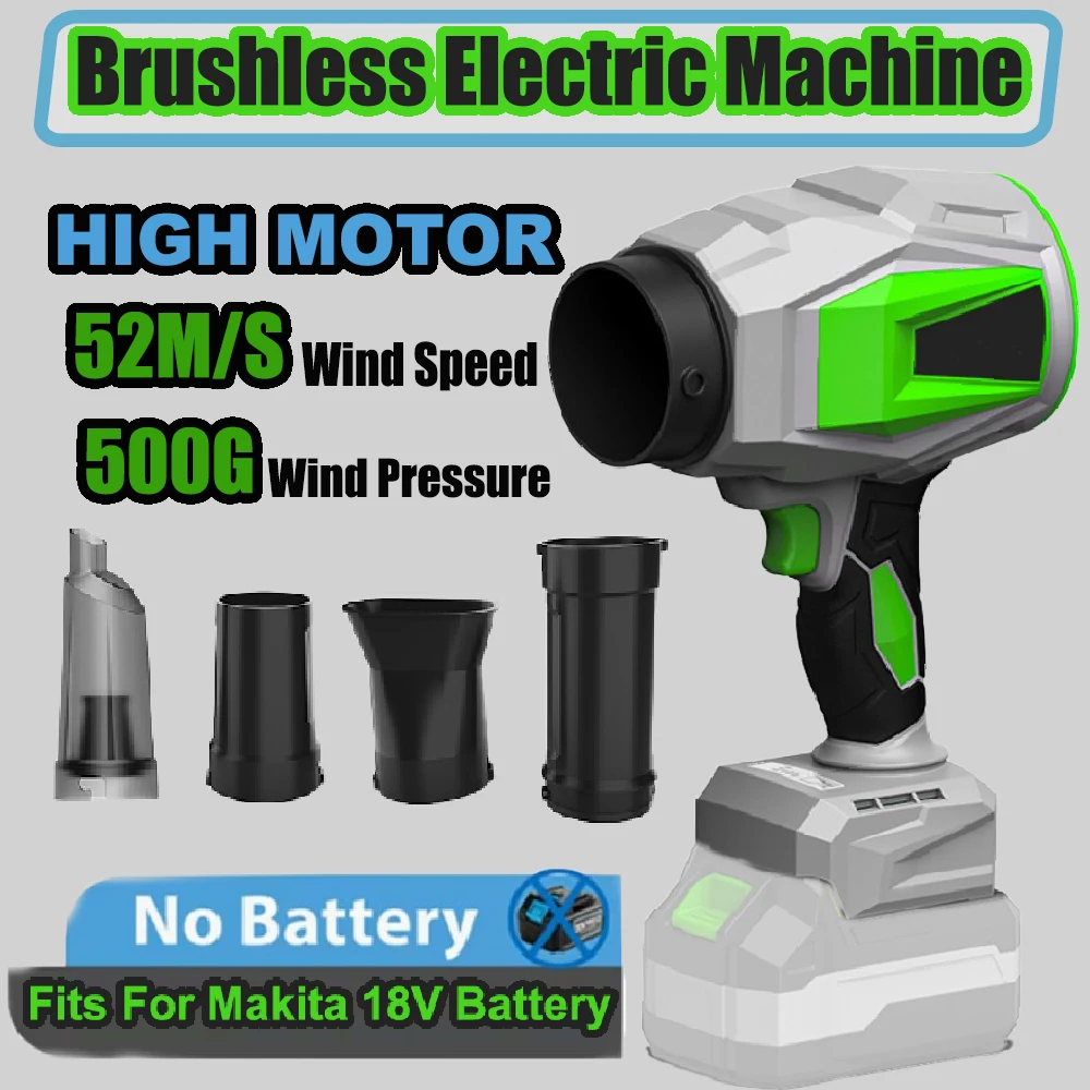 

Электрический воздуходувка 500 г, тяговый беспроводной ручной струйный вентилятор для аккумуляторной батареи Makita, турбовентилятор, инструмент для выдувания пыли в виде снежного листа