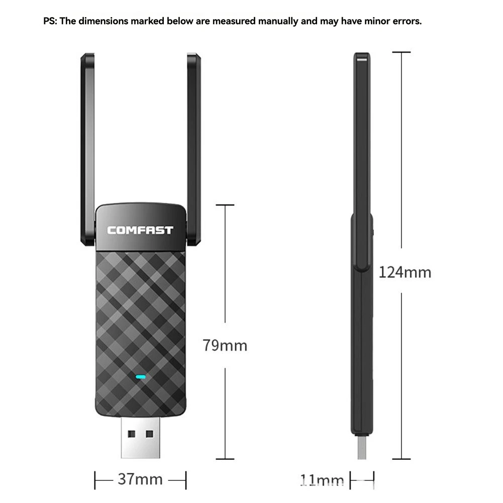 A46U COMFAST Dual-Band WiFi Adapter USB3.0 AC1300 Wireless Network Card WiFi Receiver No Driver Needed for PC