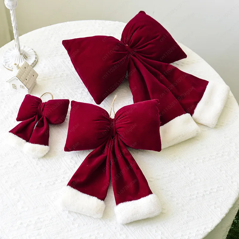 Christmas Korean large flannel finished three-dimensional Christmas bow hotel Christmas tree decoration