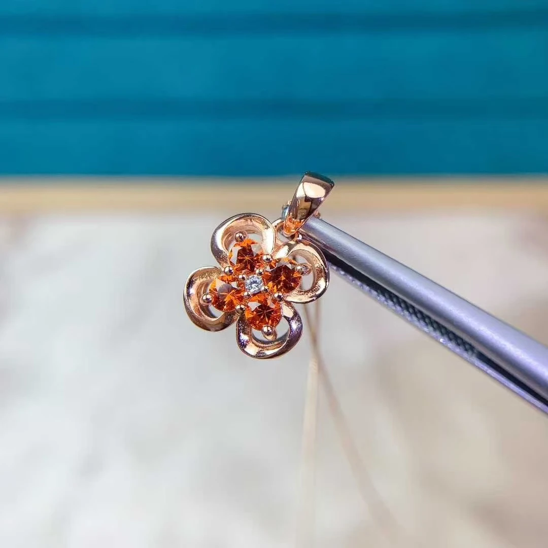 

Подвеска из серебра 925 пробы с натуральным гранатом, 3 мм, ожерелье с гранатом класса VVS, 3 слоя, позолота 18 карат