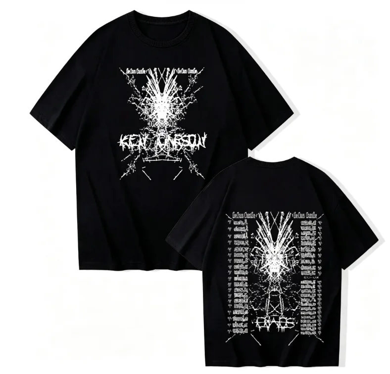 2026 Men Gothic Chaos Skull Skeleton Graphic T Shirt Front Back Print Crewneck Tees Unisex Dark Streetwear Oversized Short