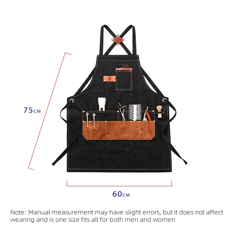 Multi Pocket Barber Apron Men and Women Hair Salon Workwear Coffee and Milk Tea Shop Anti Fouling Apron