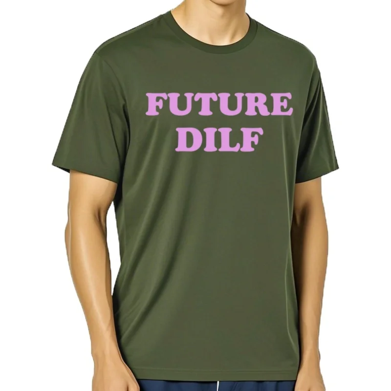 Camisetas Graficas con letters Retro DILF del future divertido، camiseta غير الرسمي a la moda para hombres y mujeres، cam