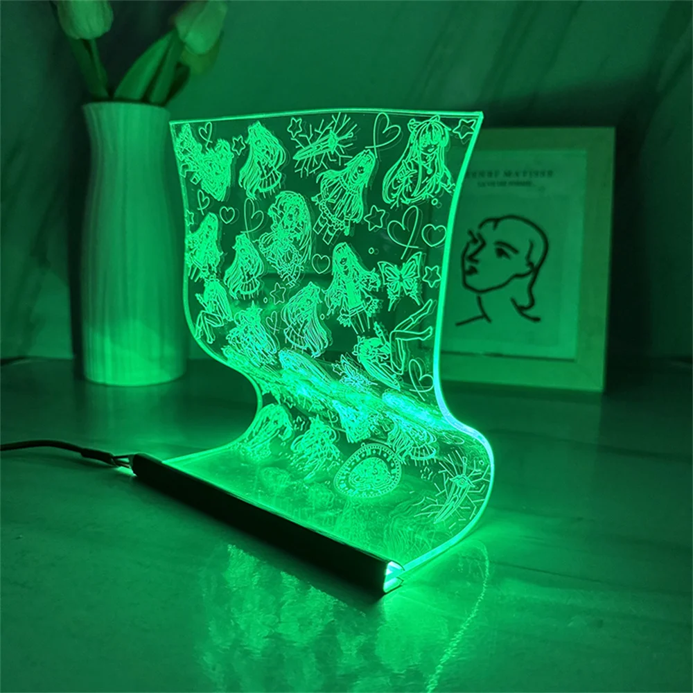 Date Girls Scroll Lamp LED Table Atmosphere Light fustellayl's 24: 55 ''* 4-98 luce notturna acrilica 3D Mood Light Cartoon Art Decor Lamps 3/7 colori