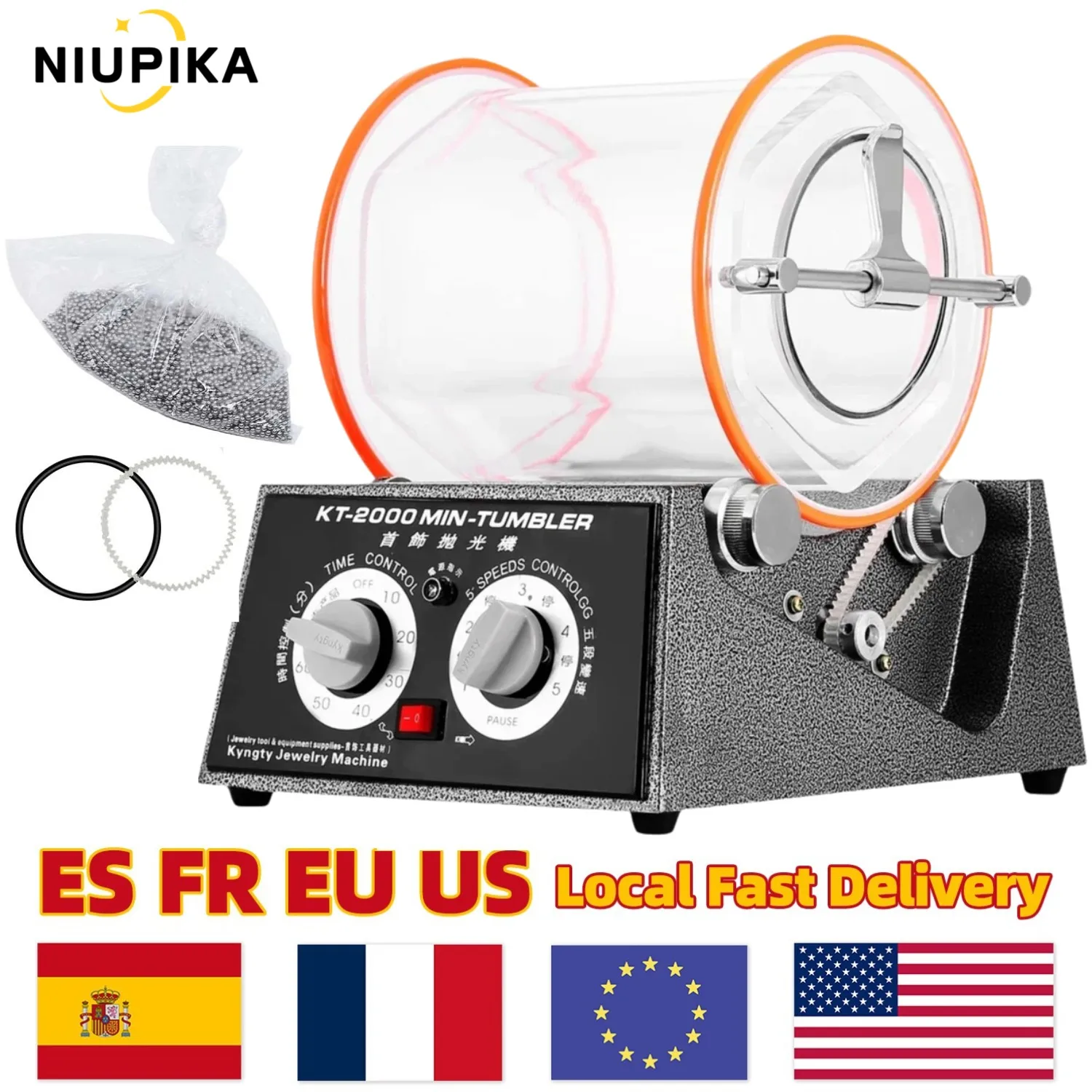 110V KT2000 5Kg Rotary Tumbler Surface Polisher Jewelry Drum Polishing Machine Tumbling Mini-Tumbler Finisher Finishing Tools