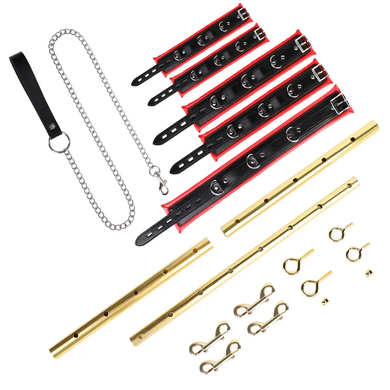 Whole set Adjustable Binding rod bondage pole flirting handcuffs Sex posture assist Leg splitter Sexy Collar