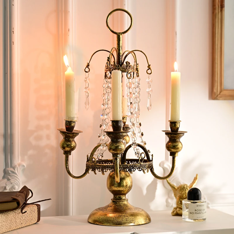 

romantic dinner wrought iron crystal candlestick ornament home homestay photography props candlestick light luxury fashion