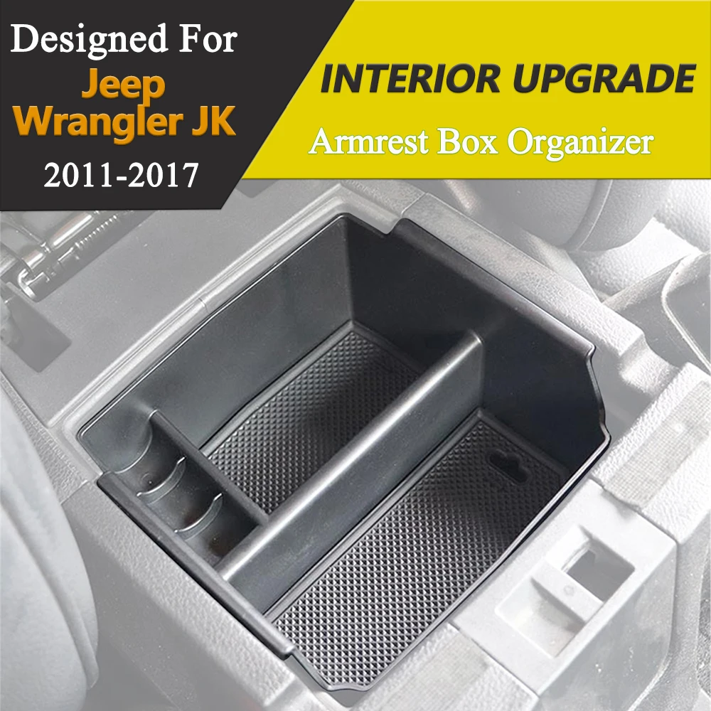 Armrest Storage Box Center Console Organizer Insert Tray for Jeep Wrangler JK 2011-2017 Car Interior Accessories Black