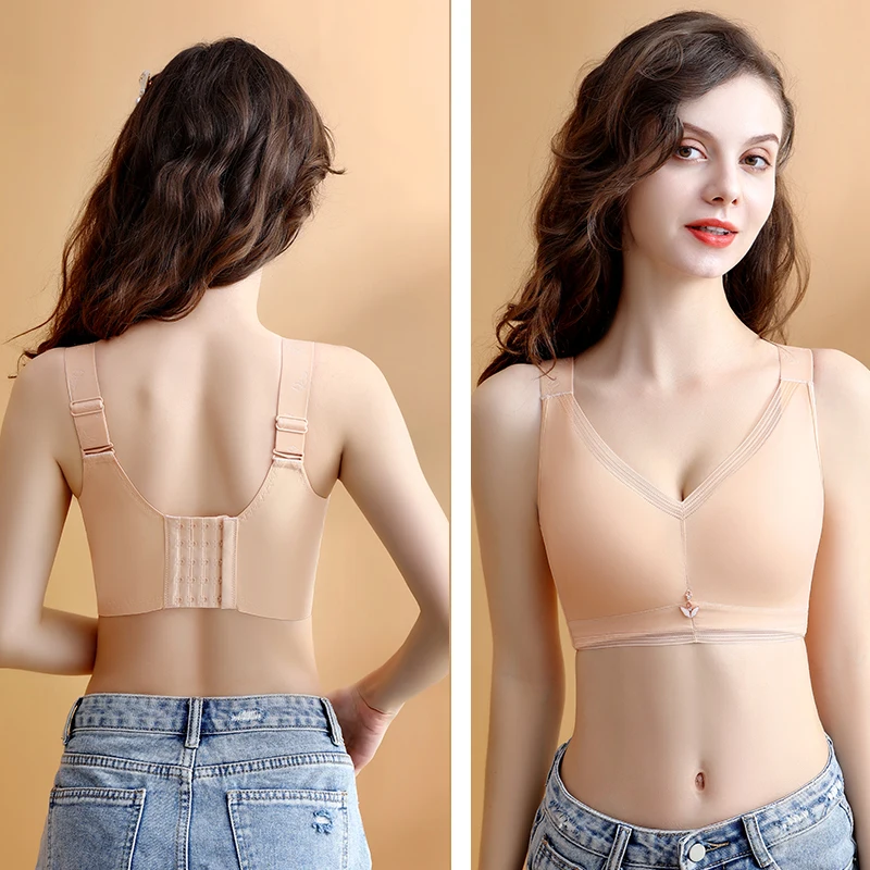 

Бесшовное ультратонкое нижнее белье больших размеров. Сборка для предотвращения провисания, предотвращения расширения. Удобный спортивный бюстгальтер для коррекции фигуры.