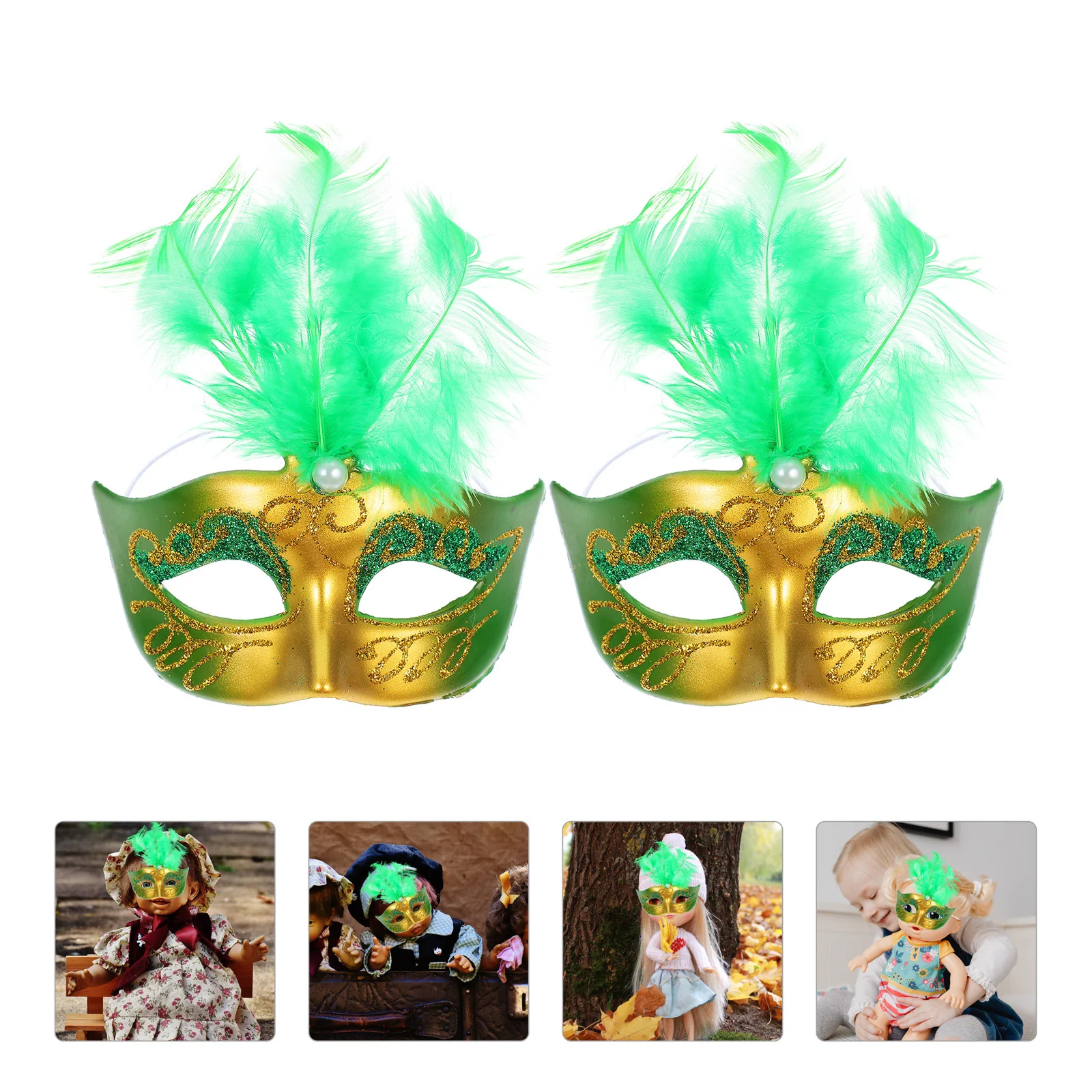 

3pcs 3 Count Decor Carnival Masks for Decorating Green Masquerade Decorations Facial