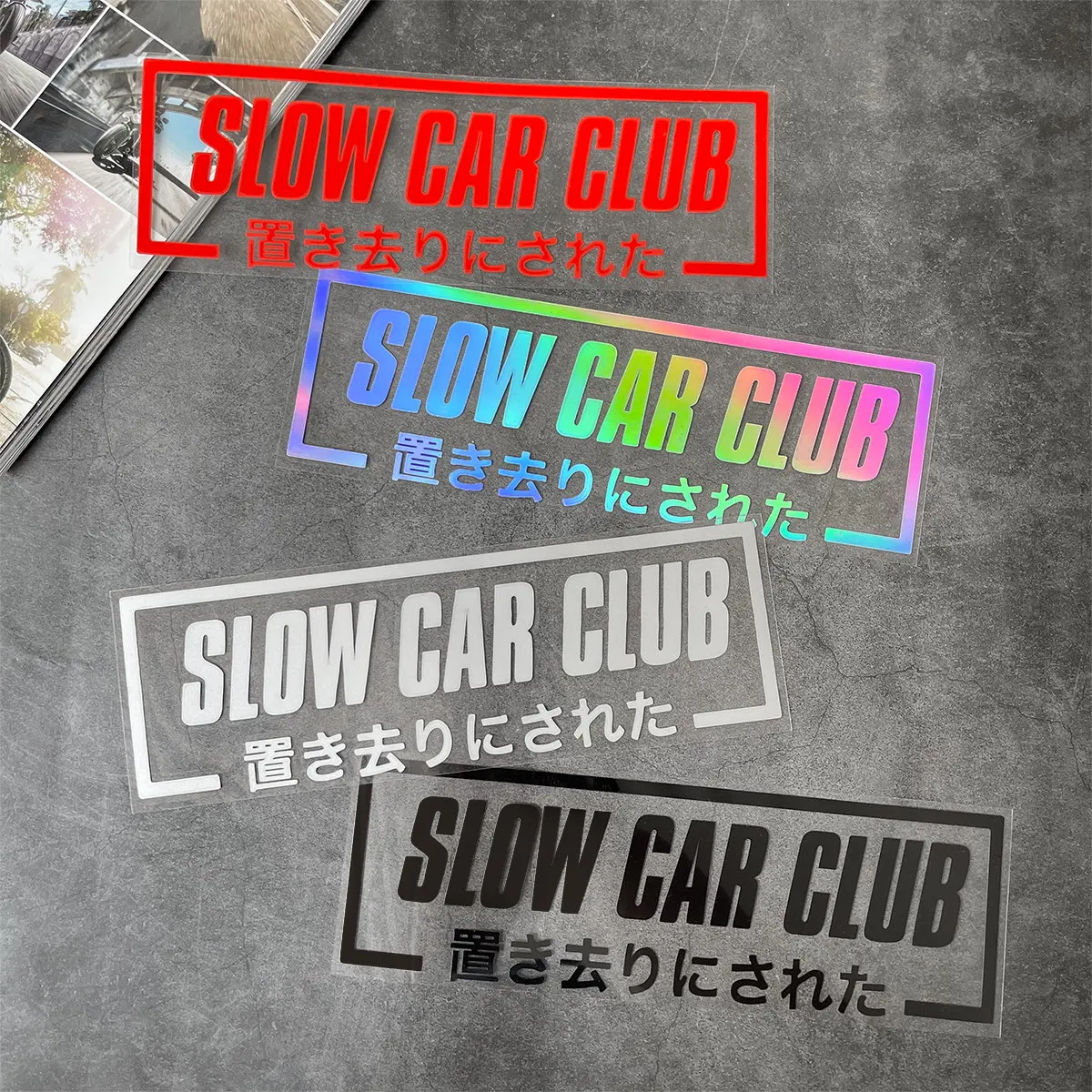 JDM Slow Car Club Reflective Waterproof Vinyl Stickers Decals For Motorcycle Car Fuel Tank Helmet Custom Decor