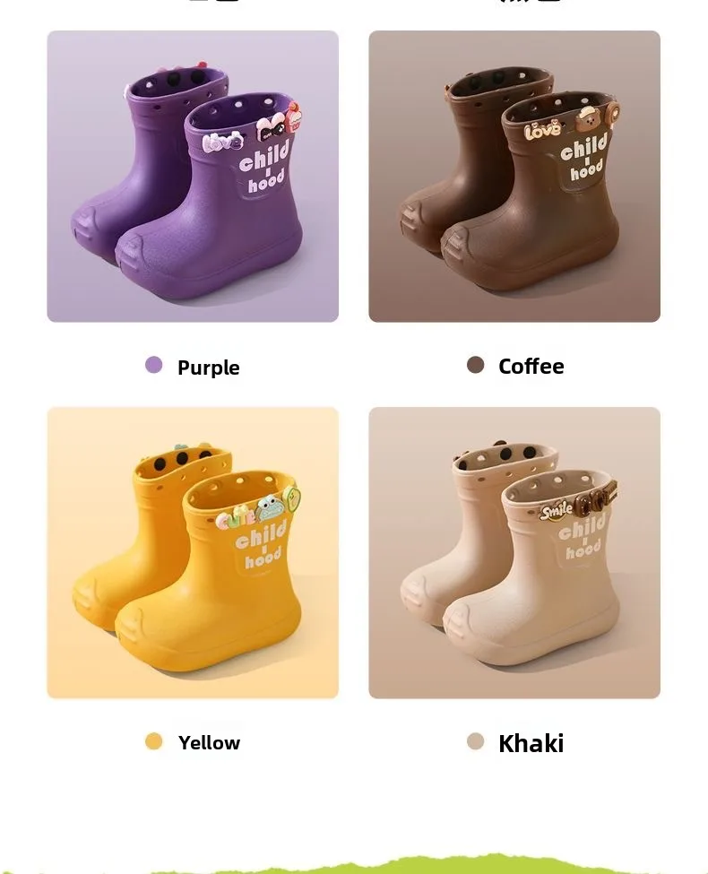 2026 Kinder Regenstiefel Mädchen Jungen Regenstiefel Rutschfeste Kinder Baby Regenschuhe PVC Wasserdichte Halbhohe Wasserschuhe Weiches Gummi – Detail 11