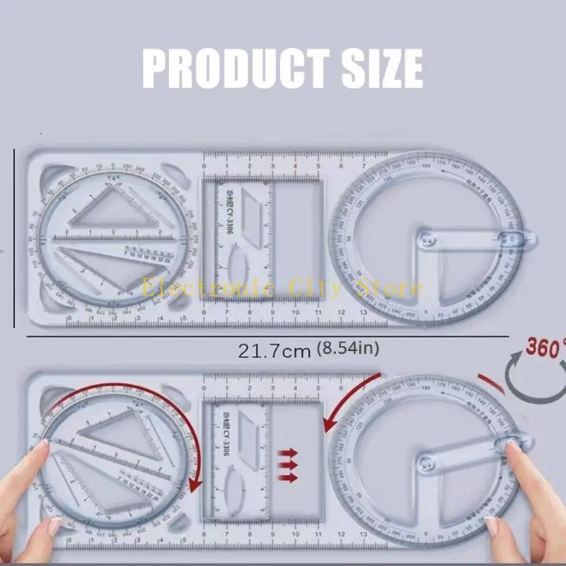 3 Pcs Geometric Ruler Drawing Ruler Measuring Ruler Template Ruler Gift HU8D