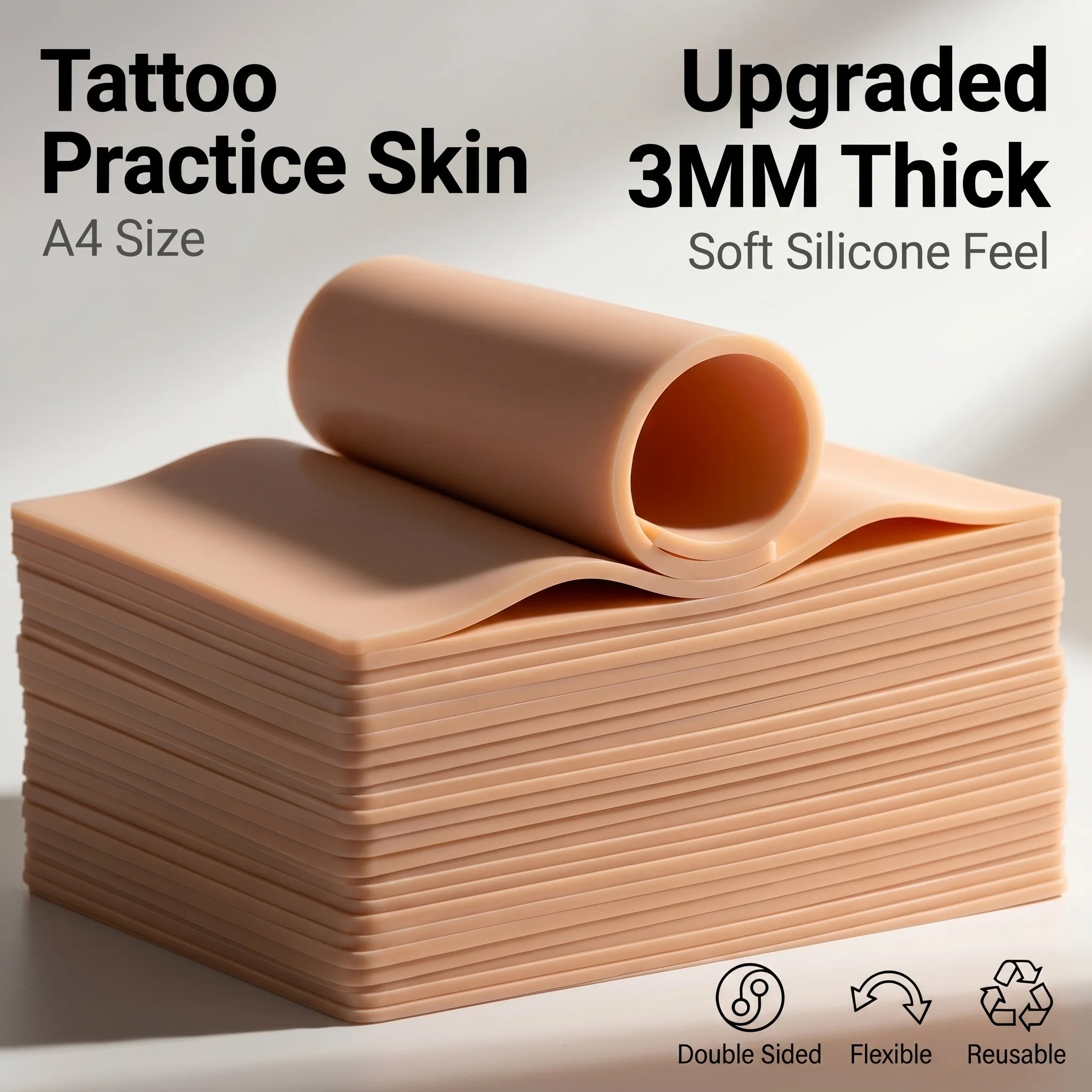 

A4 Size Tattoo Practice Skin 3/1mm Double Side Silicone Permanent Makeup Eyebrow Synthetic Leather Training Fake Skin Accessory
