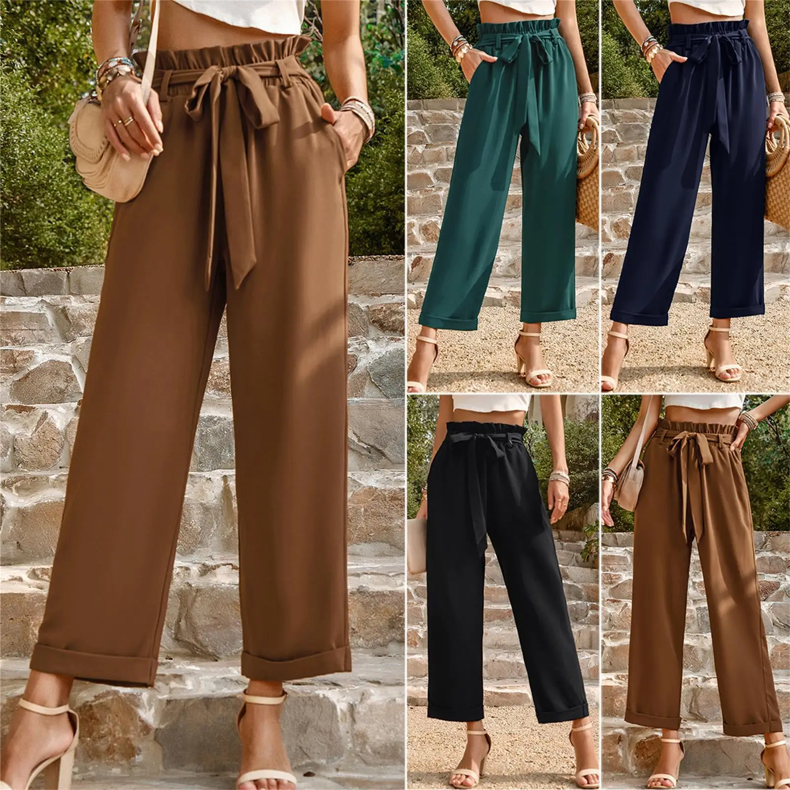 

Женская одежда, однотонные повседневные брюки, женские осенние и зимние темпераментные свободные брюки 2025 года