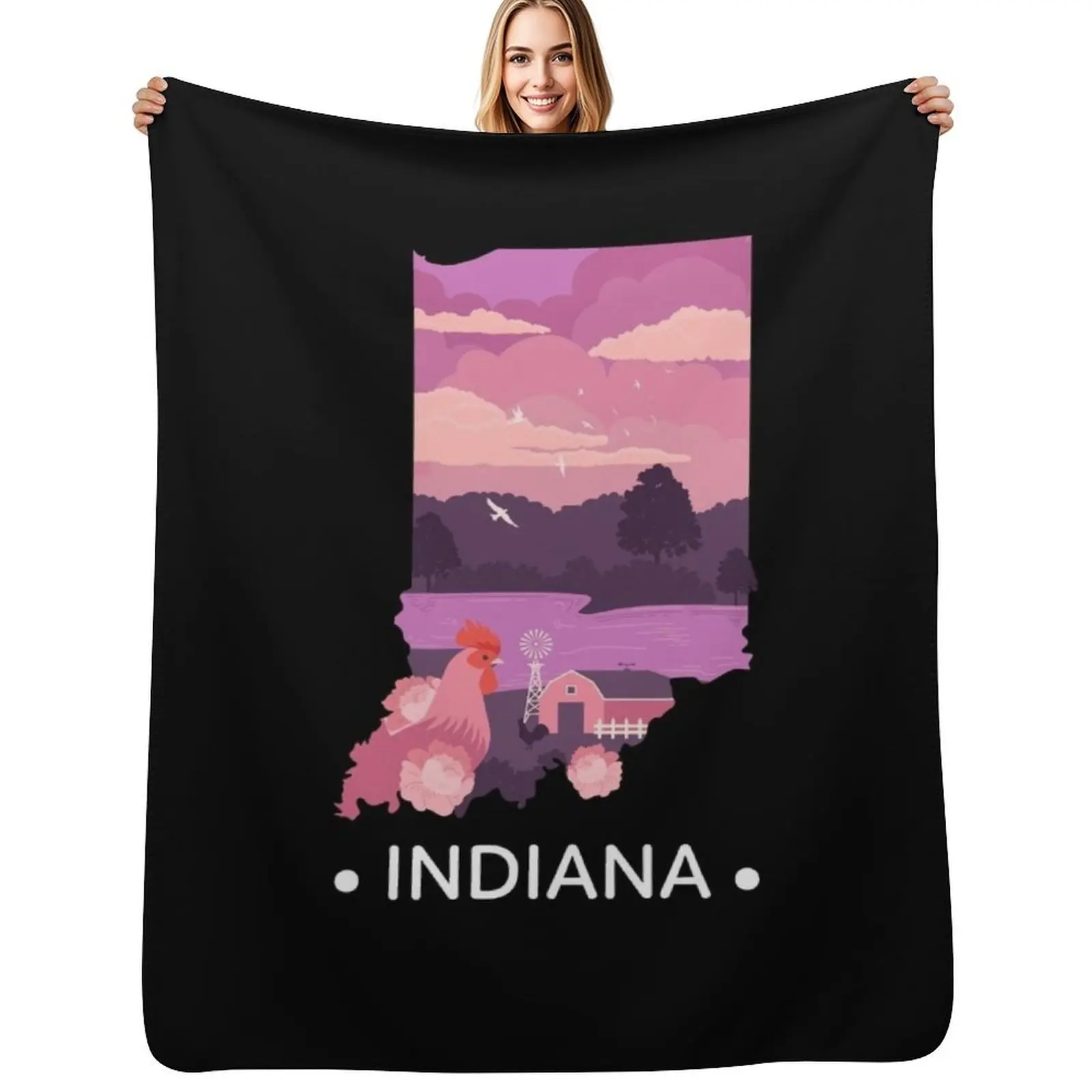 

State of Indiana Throw Blanket Beach Sofa Decorative Throw Weighted Blankets