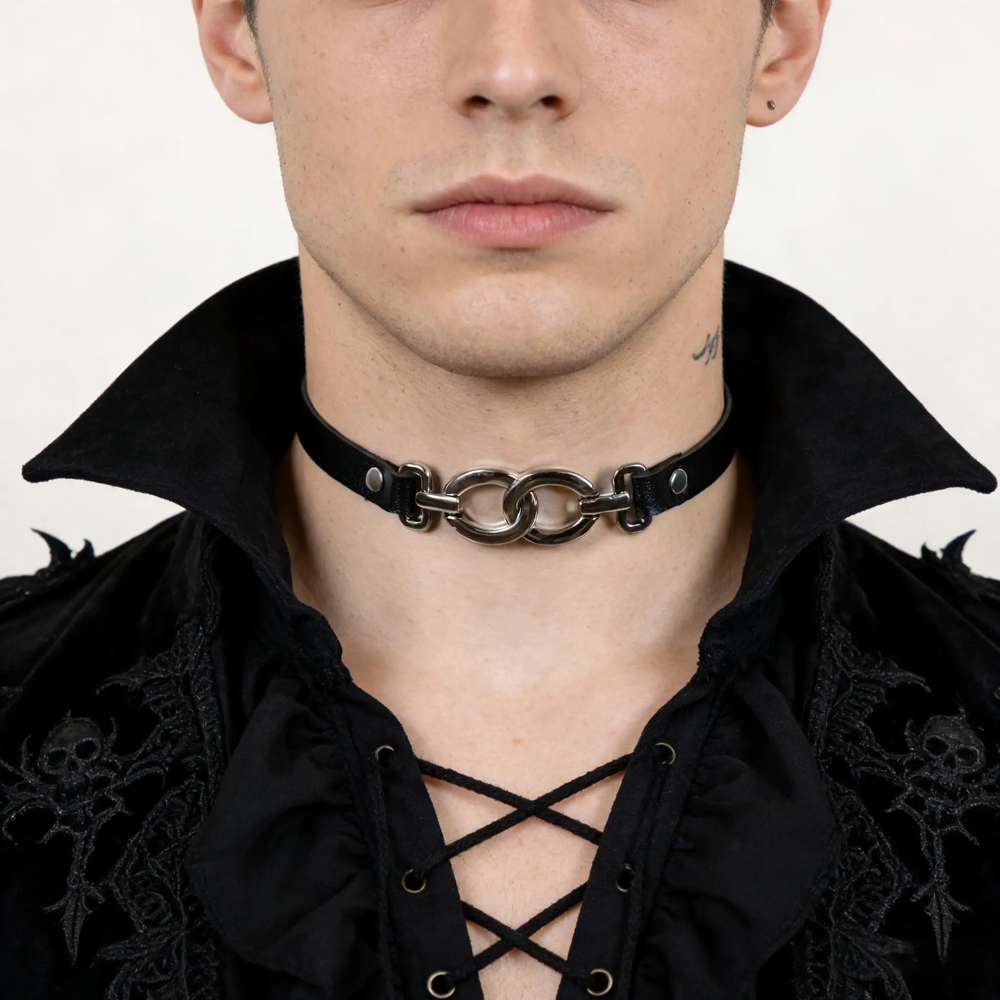 Men's PU Leather Choker Necklace - Gothic Punk Suitable for Daily Wear, Y2K Party, Year-Round Versatile Accessory