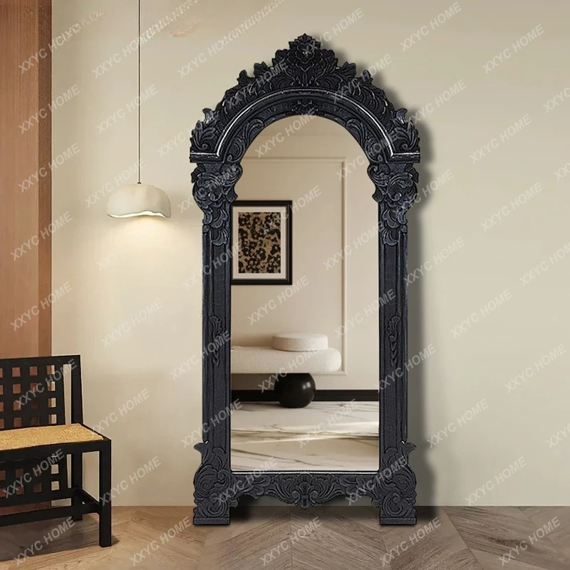 TT Vintage carved arched floor-to-ceiling home full-body mirror  wall fitting mirror