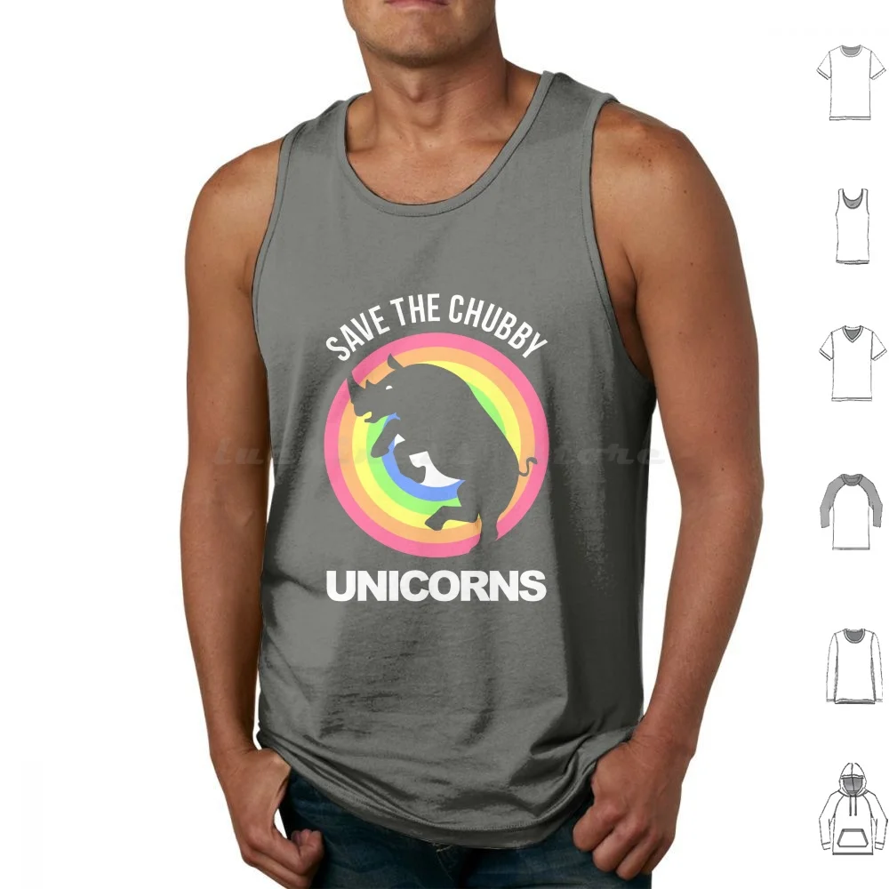 Chubby Unicorn-Rhinoceros Tank Tops Print Cotton Unicorn Chubby Unicorn Rhino Rhinoceros Animal Cute Rainbow Pink