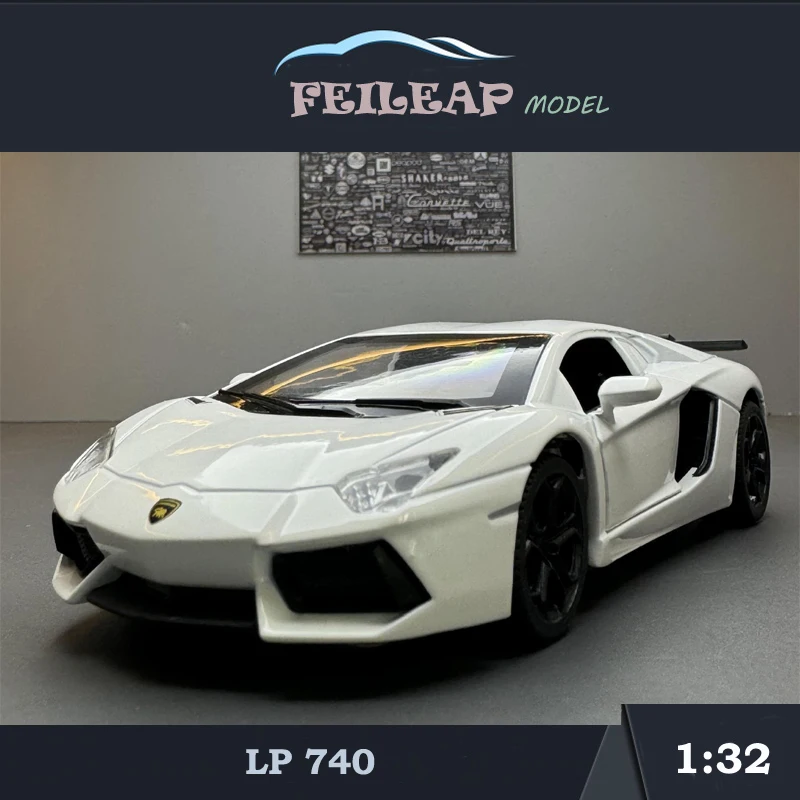 Simulation 1/32 Scale Lamborghini LP740 Sport Car Model With Sound And Light Pullback Metal Diecast Collective Miniature Voiture