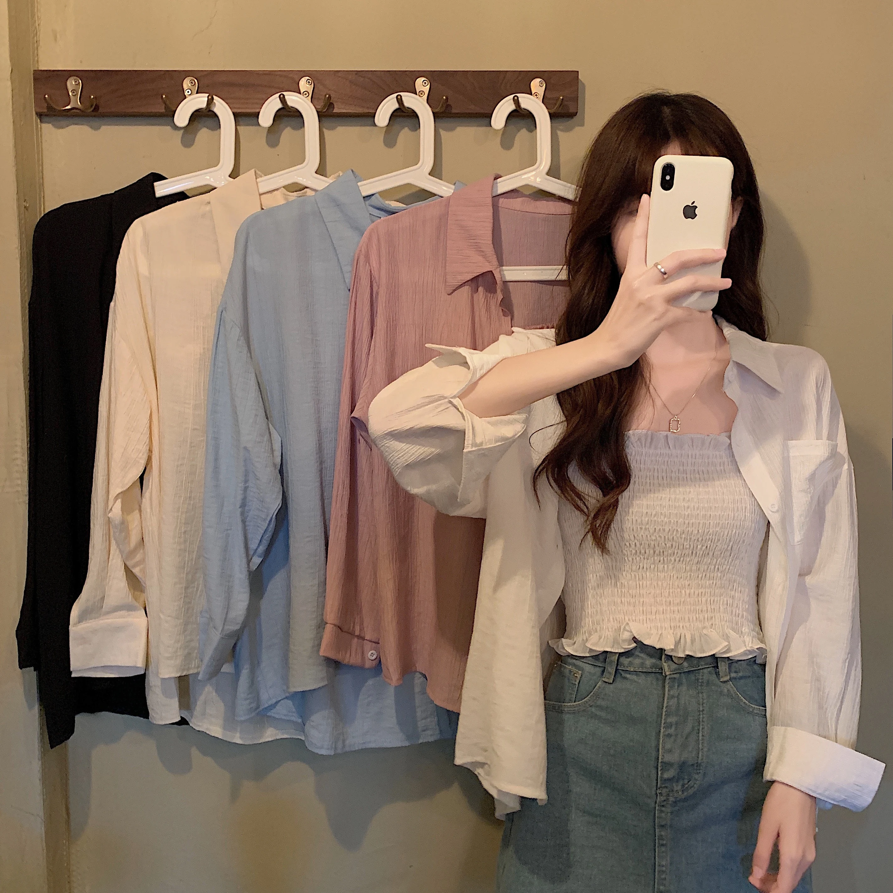 

plus Size Women's Summer New Design Sensation Long Sve Sun Protection irt Outerwear Two-Piece Set Korean Sle Collar