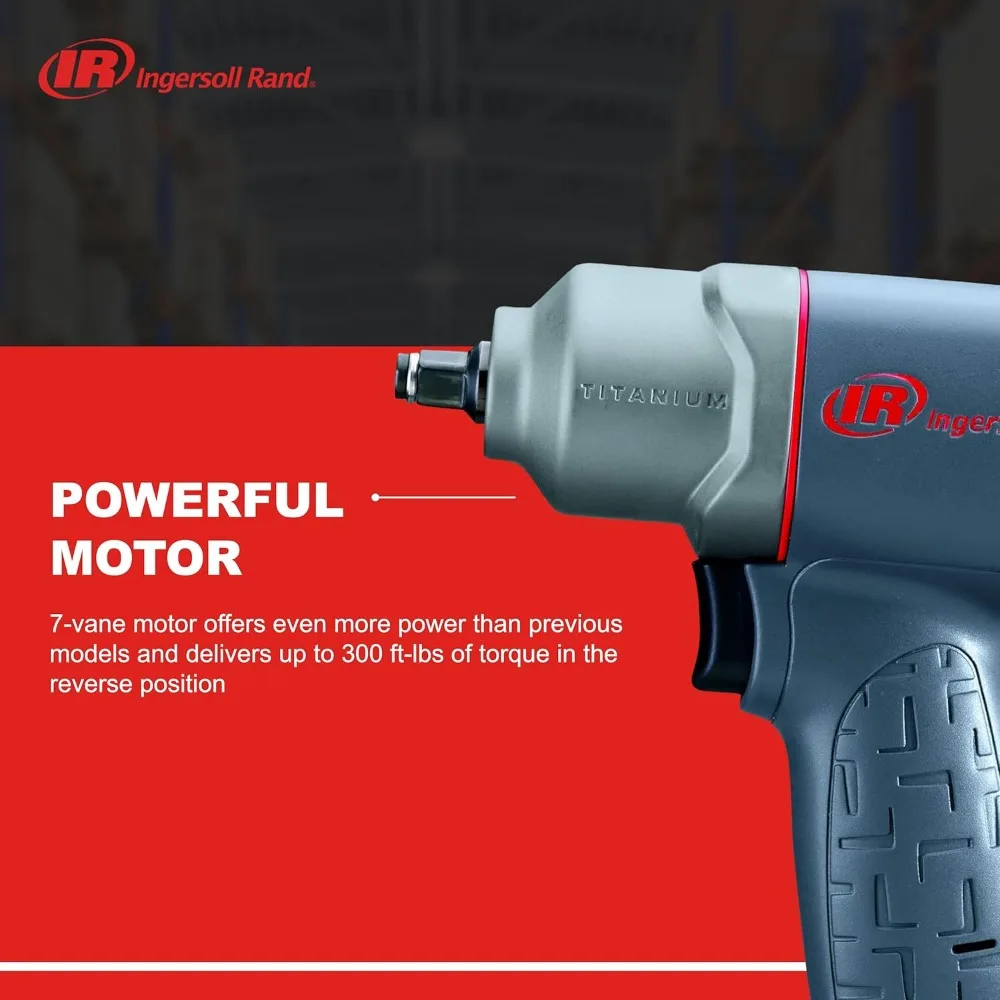 

2115TiMAX 3/8" Air Impact Wrench, 300 ft-lbs Torque, Titanium Hammer Case, Friction Ring Retainer, Pistol