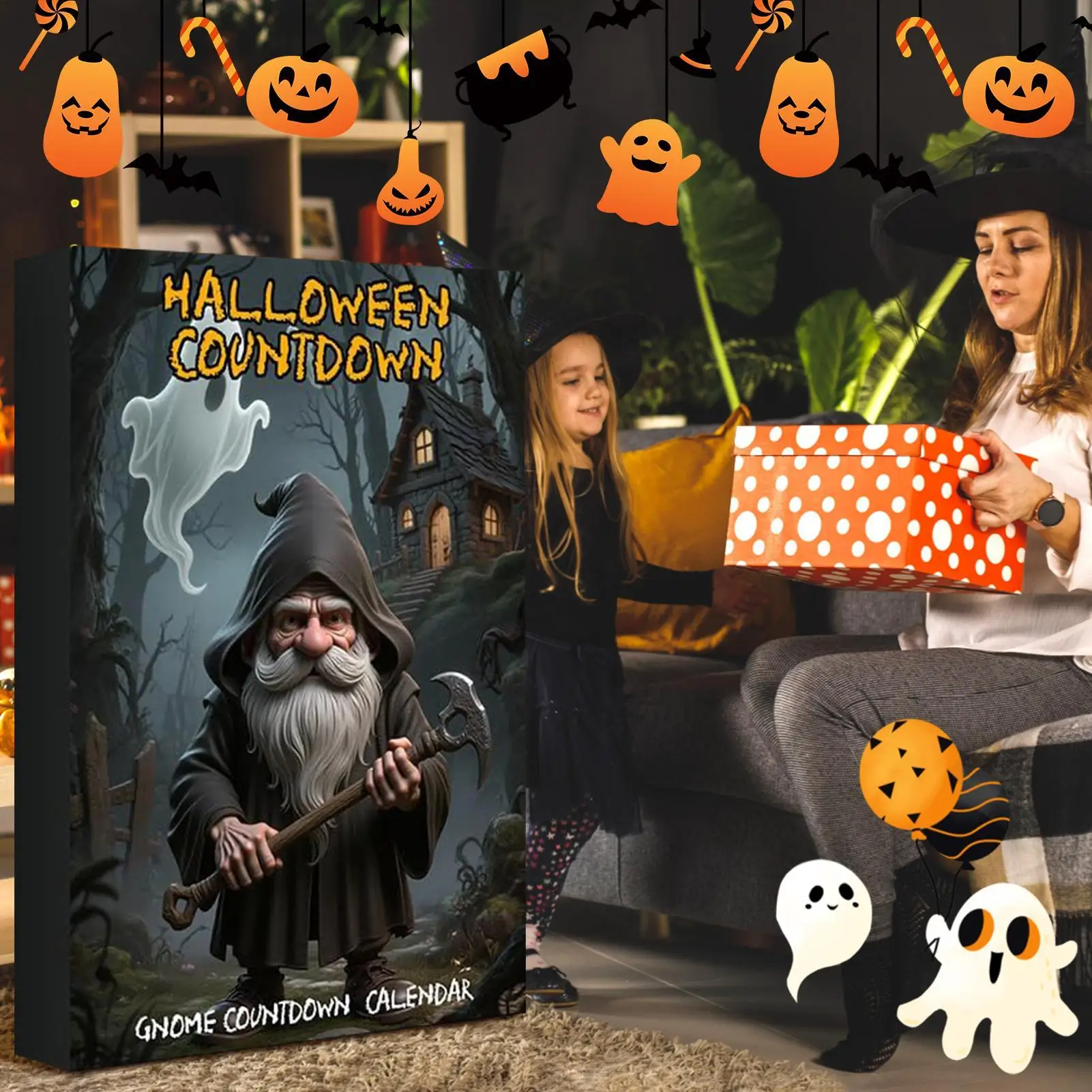 

Календарь обратного отсчета на Хэллоуин, 24-дневный обратный отсчет до Хэллоуина, орнамент, Коллекционная кукла, подвеска, праздничные украшения для девочек