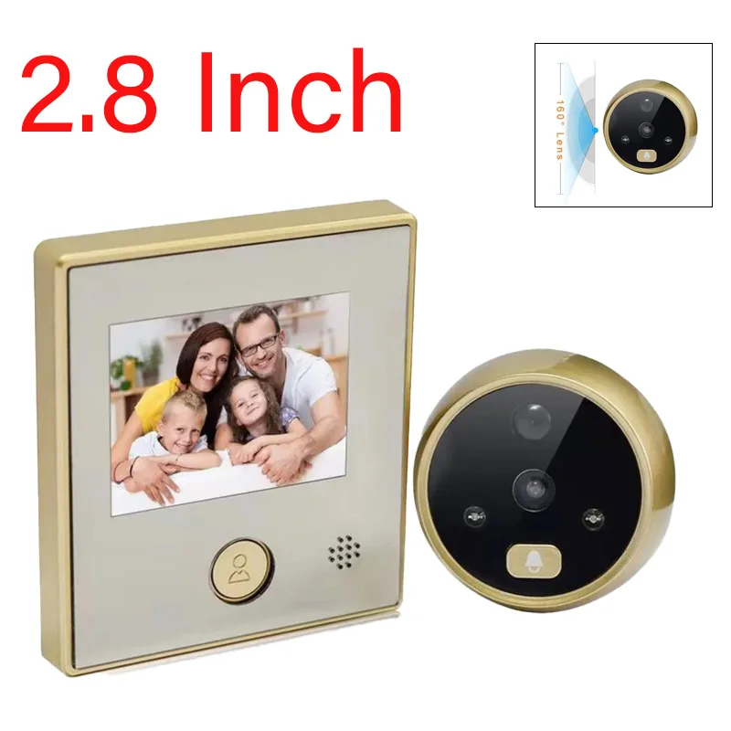 

Auto Photo & Video Cats Eye 2.8 Inch LCD Display Smart Video Doorbell Motion Detection Li-ion Battery Nighttime Doorbell Camera