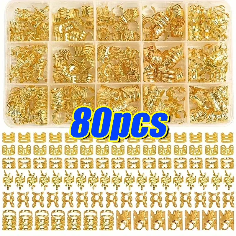 40pcs Alloy Hair Jewelry for Braids Dreadlock Accessories Metal Braid Clips Non-Piercing Ear Clips Beard Beads Hair Cuffs Clips