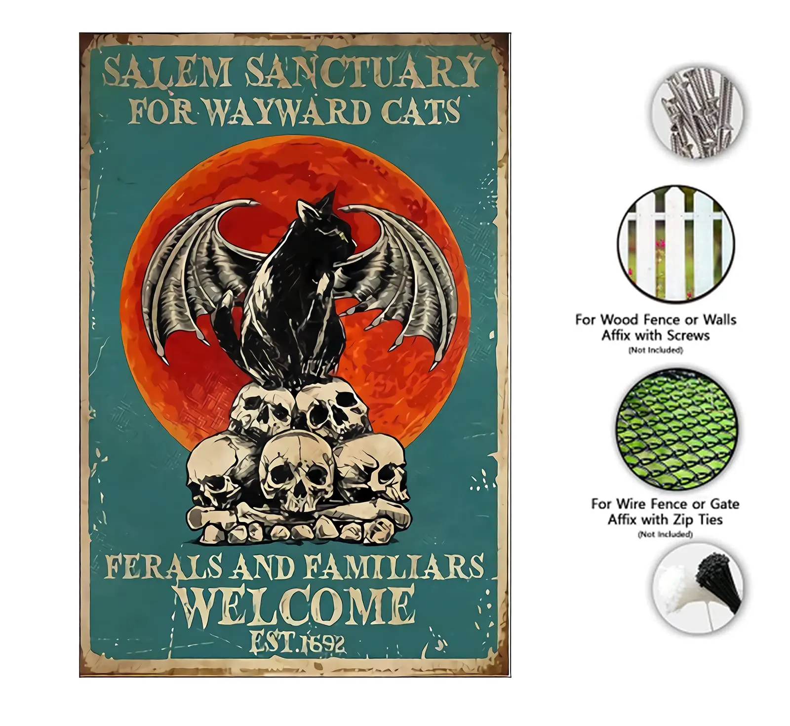 Vintage Tin Sign Coffee Black Cat Metal Poster Salem Sanctuary For Wayward Cats Poster Ferals And Familtars Welcome Poster Home