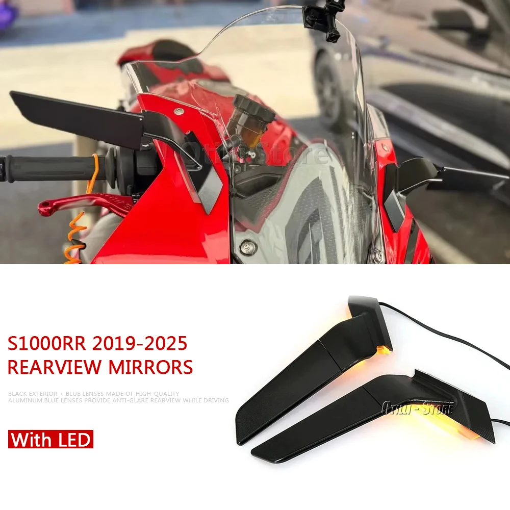 

Rear View Side Mirrors For BMW S1000RR S1000 RR 2019-2025 Rearview Mirrors Motorcycle Rearview With LED Turn Signal Light