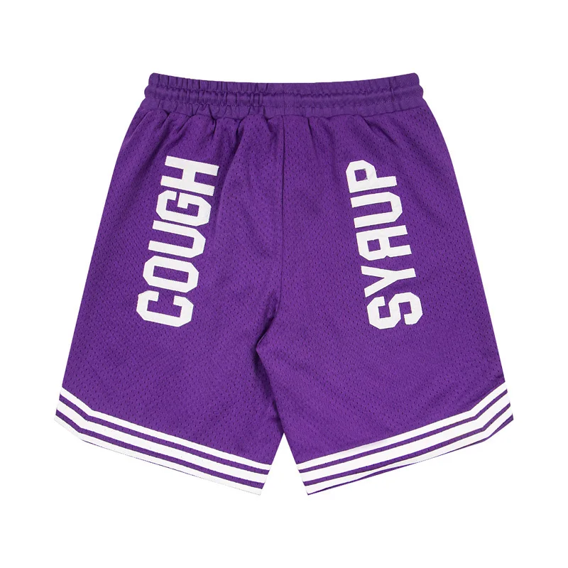 Europe America Trend That's A Awful Lot of Cough Syrup Casual Shorts Men Women Embroidery Mesh Breathable Sports Shorts