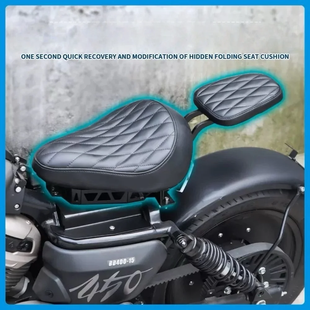 【Perfect fit】BENDA ChinchiIIa500 Retro Folding Seat Cushion Hidden Double Seat Cushion Bobber Seat Leather