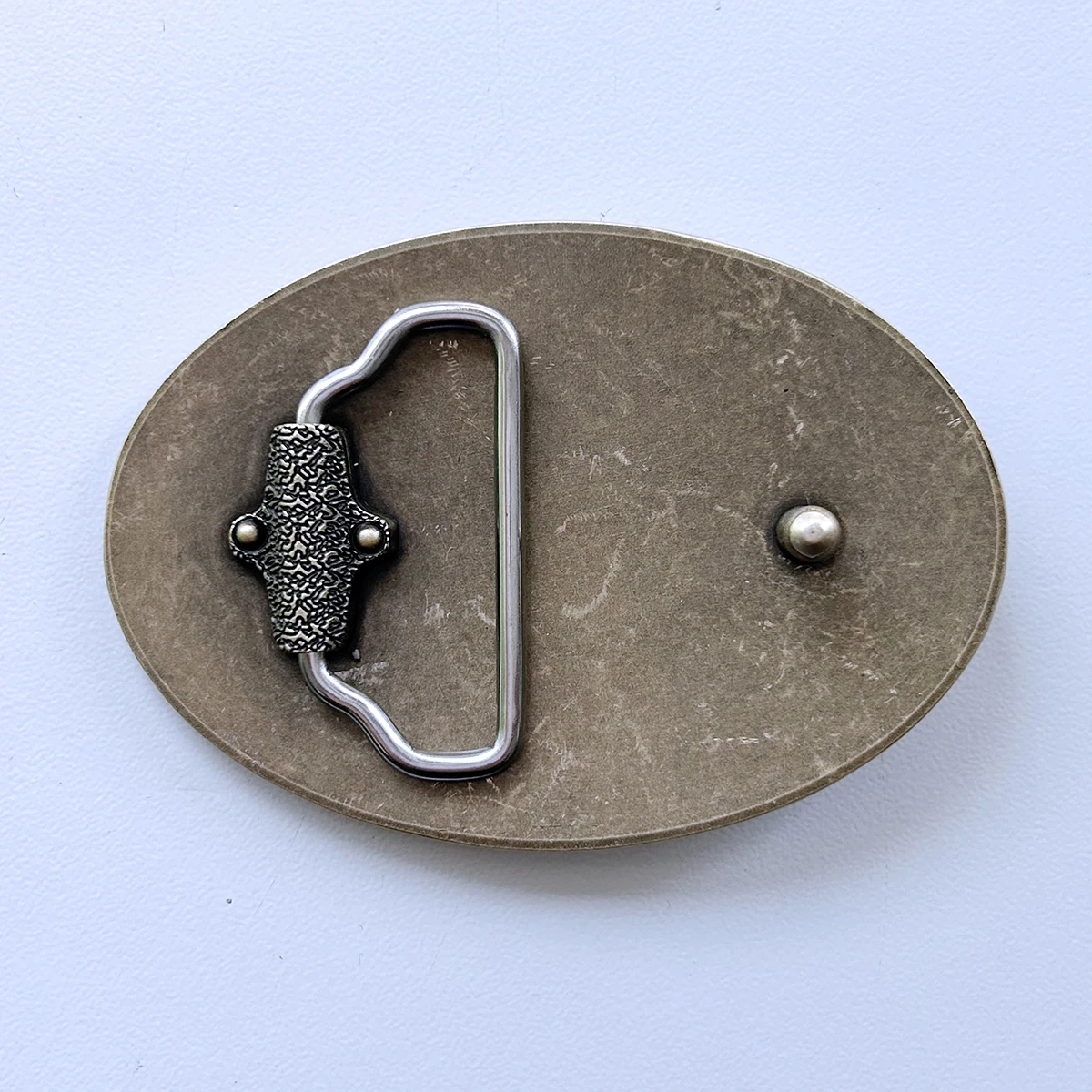 Vintage Silver Plated Geometric Patterns Western Cowboy Oval Belt Buckle BUCKLE-WT165SL