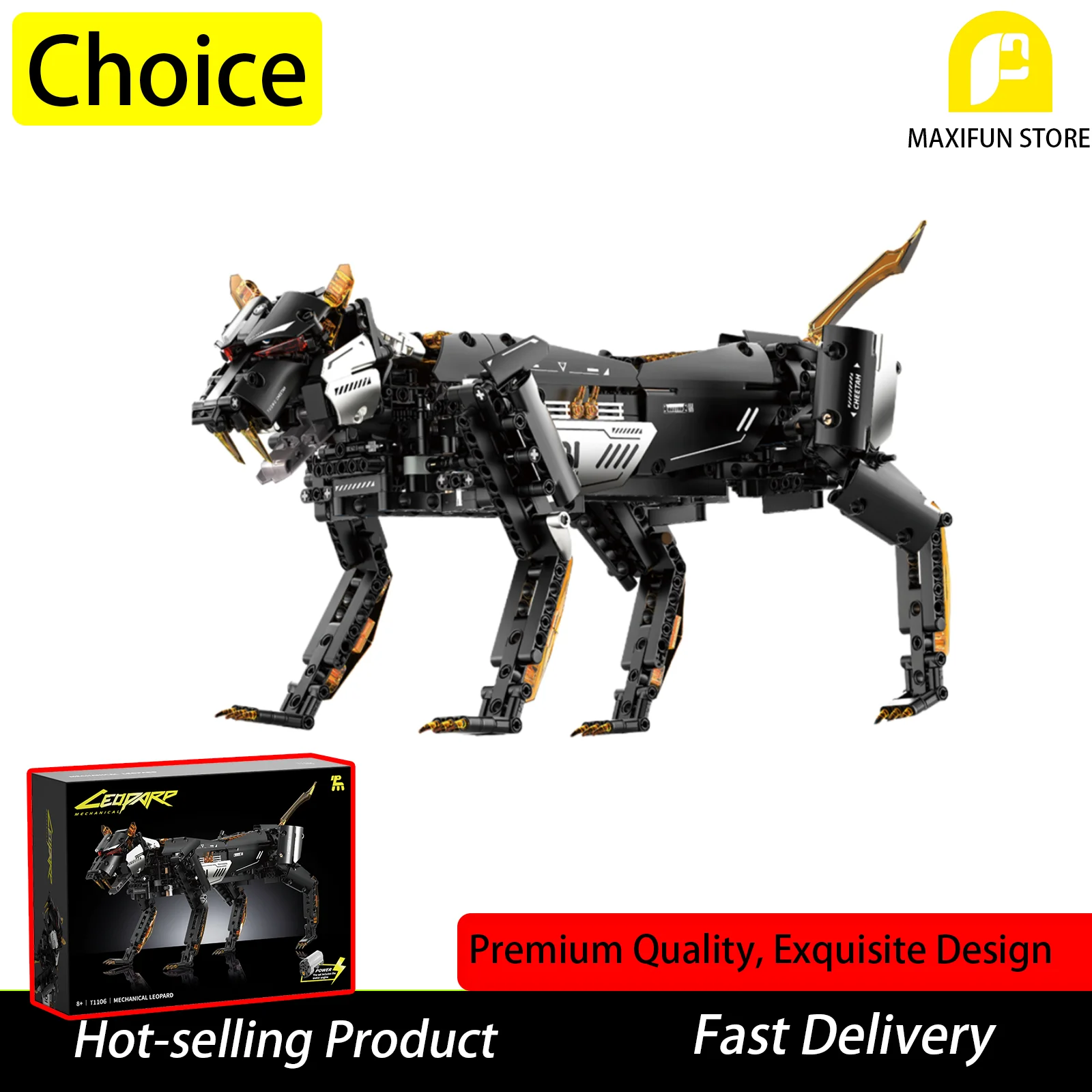 MOC テクニカルヒョウ動物ビルディングブロックデスクトップ装飾リモコンおもちゃ組立モデルギフト子供大人のおもちゃ