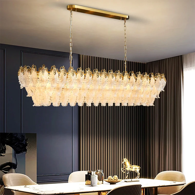 Luxury living room chandelier Dining chandelier Modern home creative luminaire Rectangular Led crystal chandelier