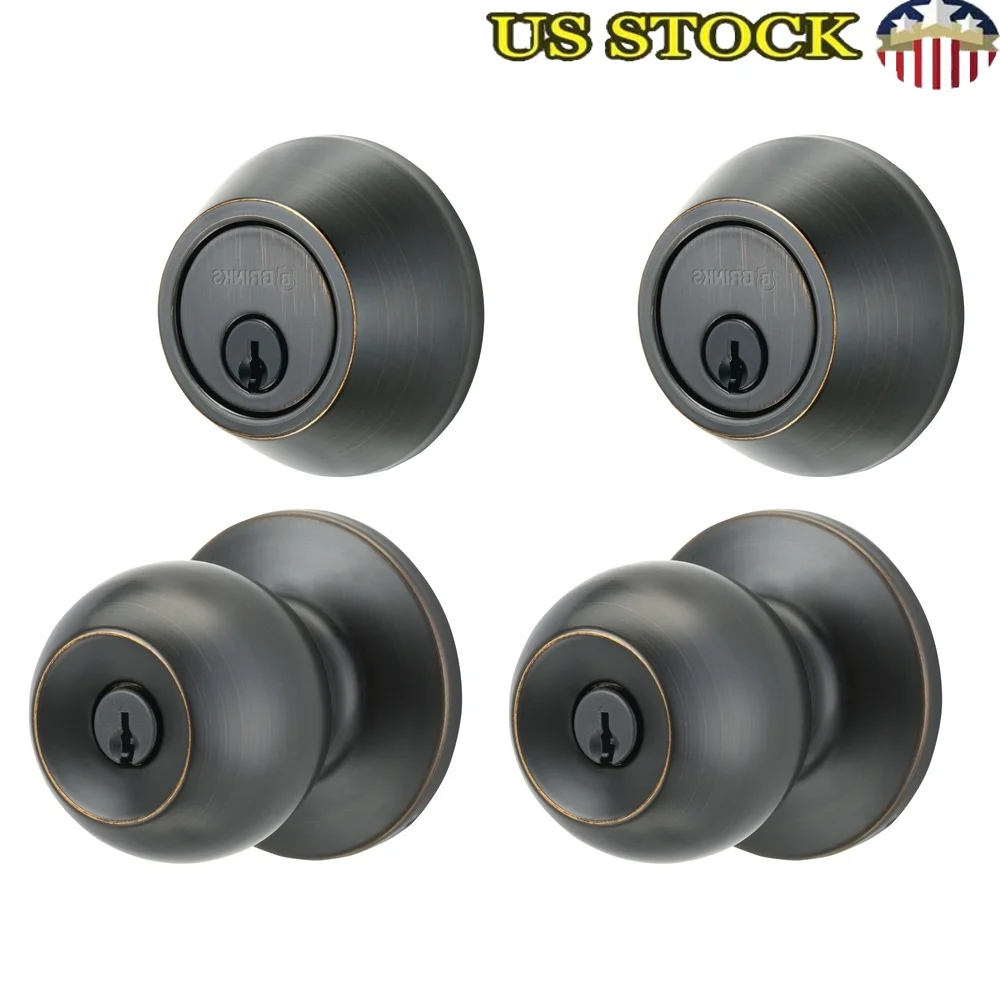

Keyed Entry Ball Knob Deadbolt Combo Pack High Security Anti-Pry Shield Pick Bump Drill Resistant Fits Standard Doors Easy