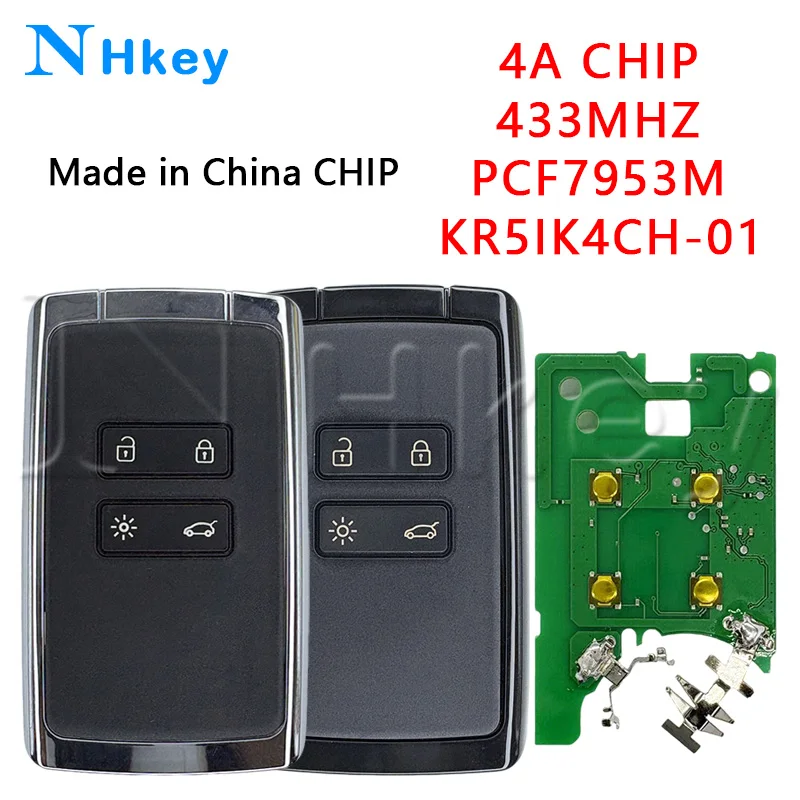 

Ключ NH Сделано в Китае ЧИП PCF7953M 4A Чип FCCID: KR5IK4CH-01 433 МГц Автомобильный дистанционный ключ для Renault Megane4 Talisman Espace 5 Kadjar