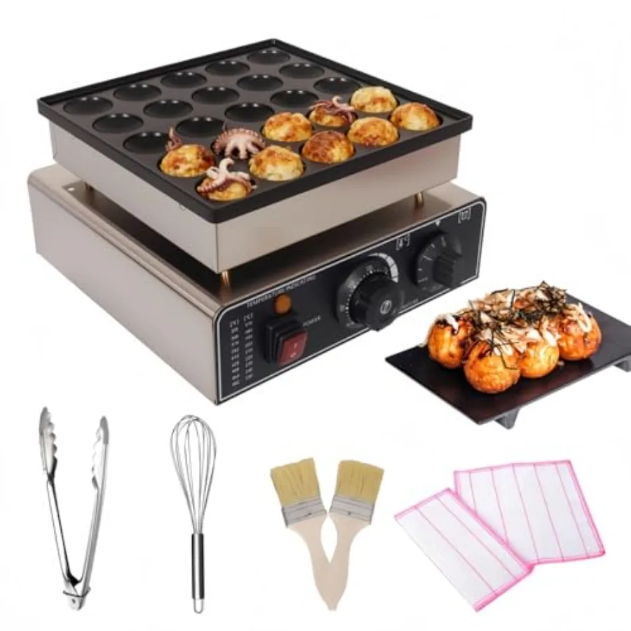 

Restaurant or home use 900W 110V mini pancake maker, aluminum alloy body, black, waterproof design, 45 mm diameter for poffertj