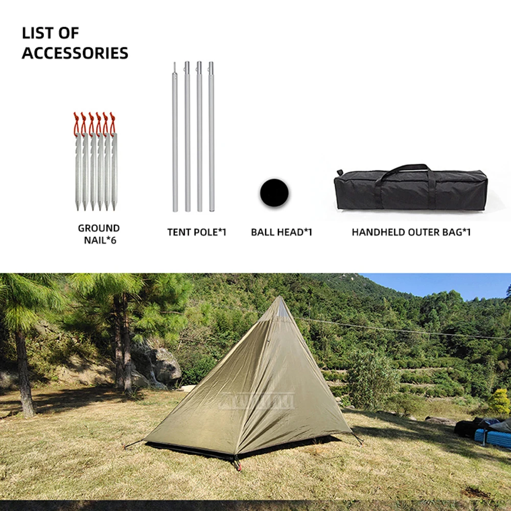 Portable Waterproof Sunproof Mountaineering Travel Tent,Camping Ultralight Pyramid Tent,Tent Outdoor: Single Person Hiking Tent view 6