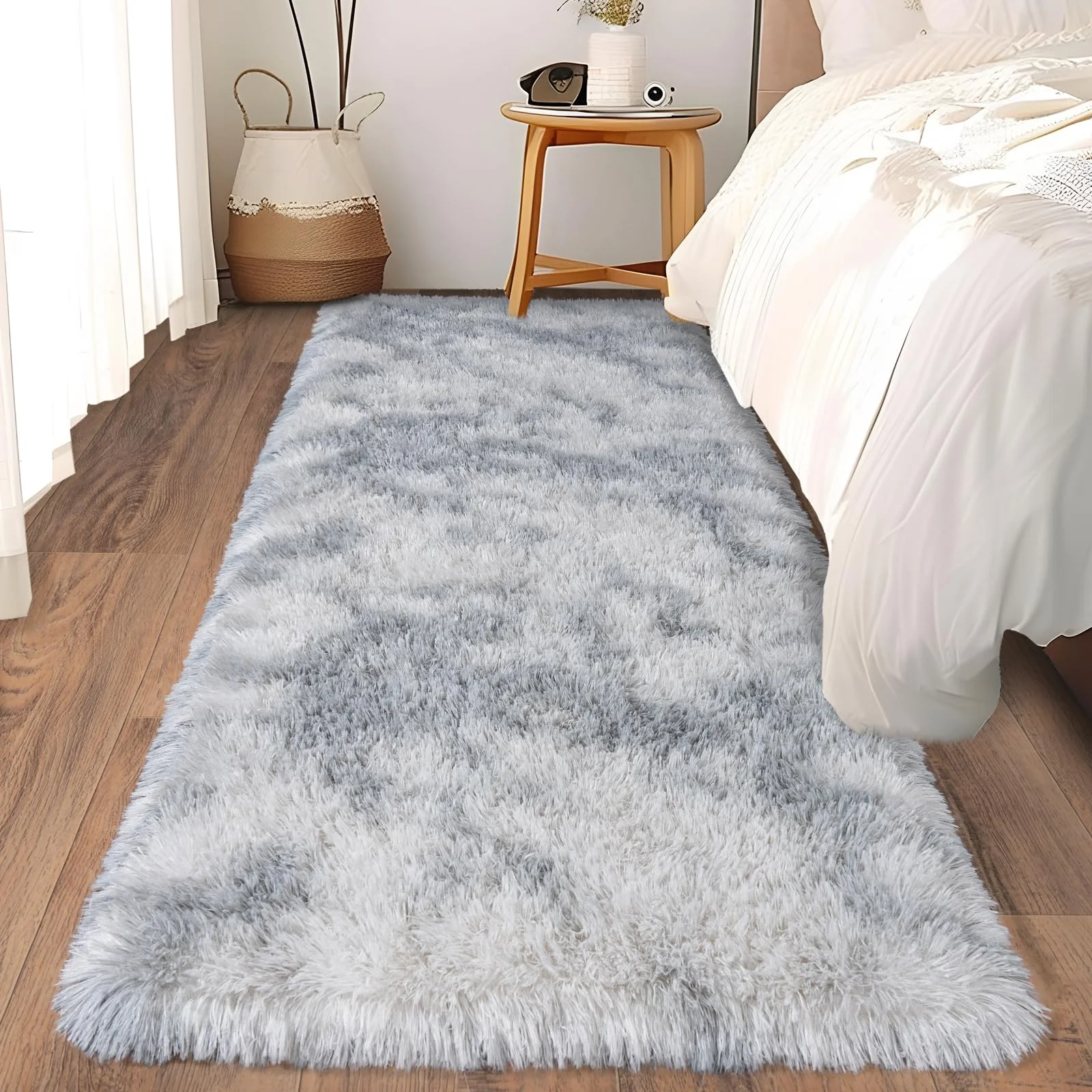 VIKAMA Ultra-Soft Running Rug Bedroom & Hallway Anti-Slip Mat Fluffy Plush Bedside Dormitory Carpet Home Decor view 3