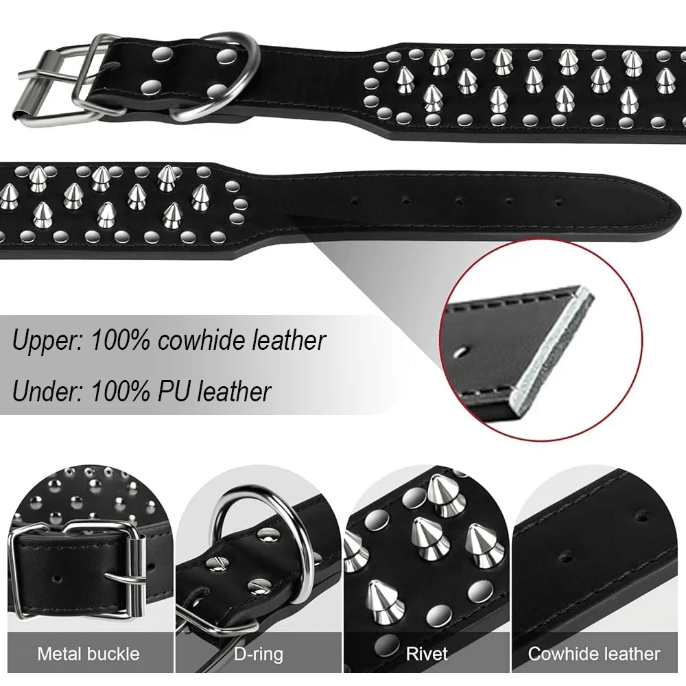 Large Dog Collar with Spiked Adjustable 5\