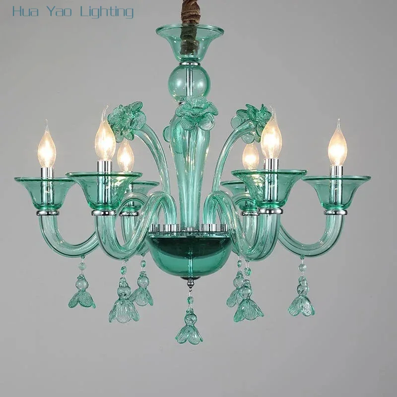 

European Pendent Lamp Green Candle Lamp Luxury Art Living Room Restaurant BedroomVilla Hotel KTV Chandelier